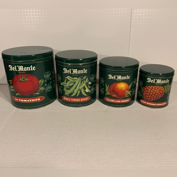 Vintage 1980s Del Monte Metal Kitchen Canister Tin Metal kitchen canister. - Picture 2 of 15
